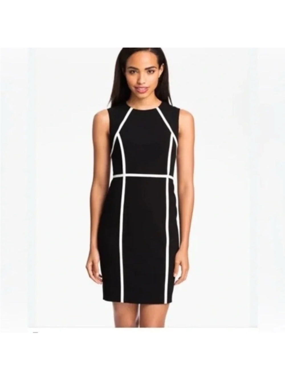 Calvin Klein Black Mini Dress with White Piping